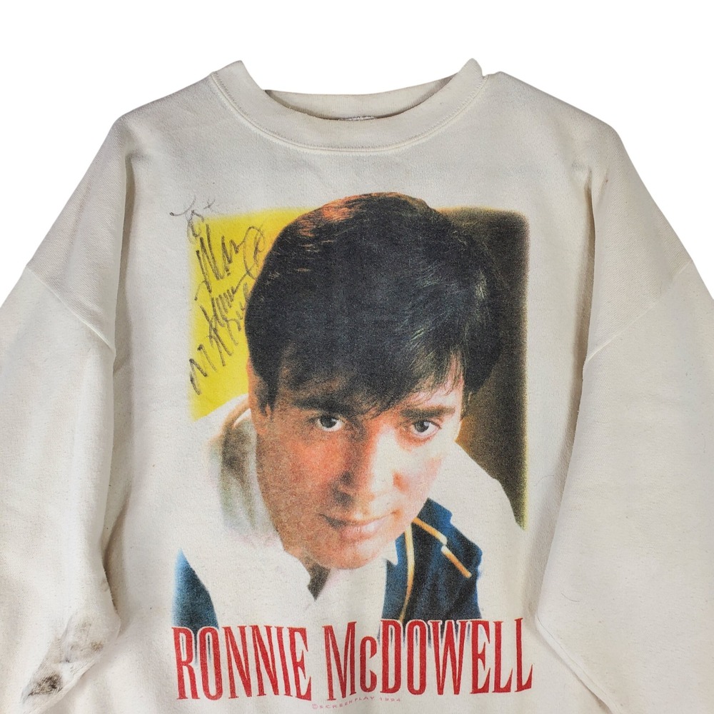 Vintage 1991 Ronnie McDowell Tultex Maximum Sweats signed Sweatshirt Cream 2XL